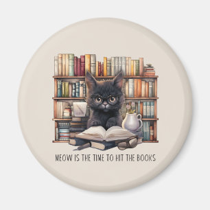 Meow Is The Time To Hit The Books Magnet