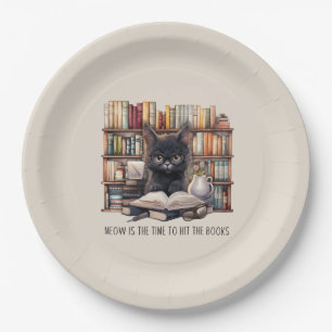 Meow Is The Time To Hit The Books Paper Plate
