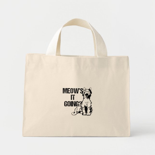 meow its going cat lovers design  mini tote bag (Front)