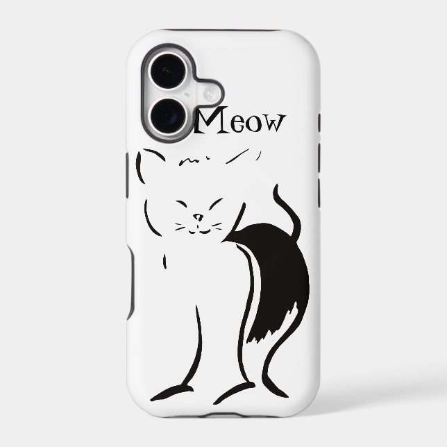 Meow Kitty Cat Cute Funny Black White (Back)