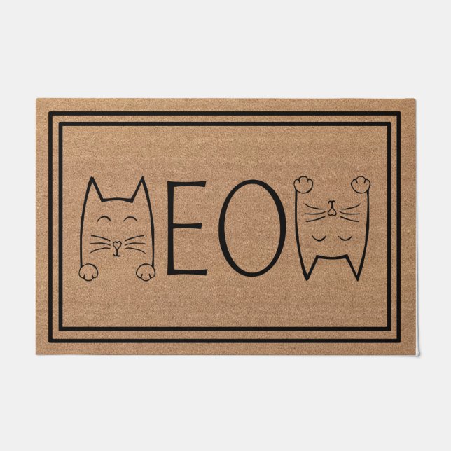 Meow Kitty Cats Doormat, Funny Cat  Doormat (Front)
