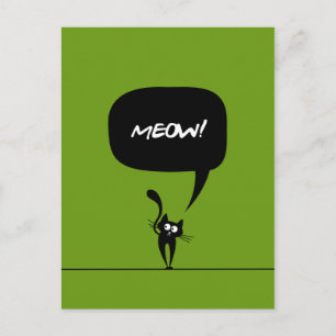 meow kitty green 1 Postcard