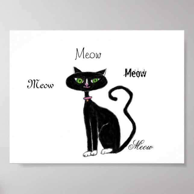 Meow Kitty Retro Poster (Front)
