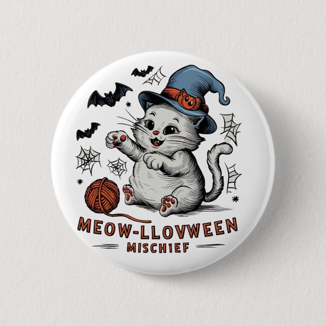 Meow-lloween Mischief 6 Cm Round Badge (Front)