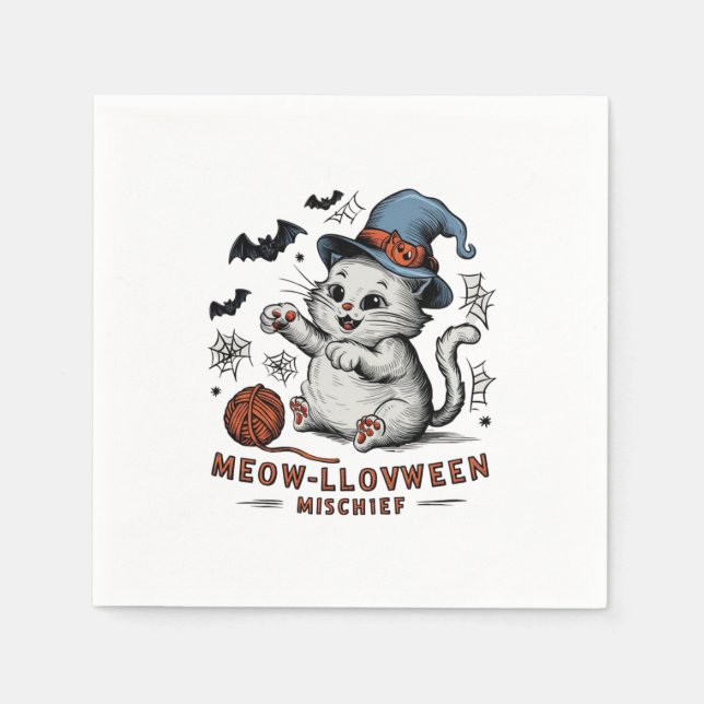 Meow-lloween Mischief Napkin (Front)