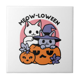Meow-Loween - Cute Halloween Cat Design Ceramic Tile