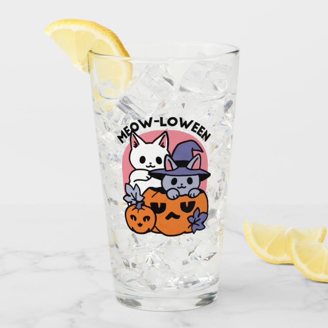 Meow-Loween - Cute Halloween Cat Design Glass (Front Ice)