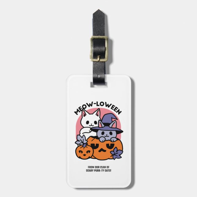 Meow-Loween - Cute Halloween Cat Design Luggage Tag (Front Vertical)