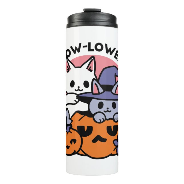 Meow-Loween - Cute Halloween Cat Design Thermal Tumbler (Front)