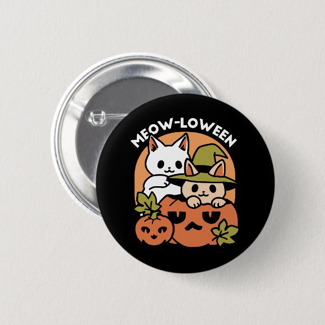 Meow-Loween - Festive Halloween Cat Design 6 Cm Round Badge (Front & Back)