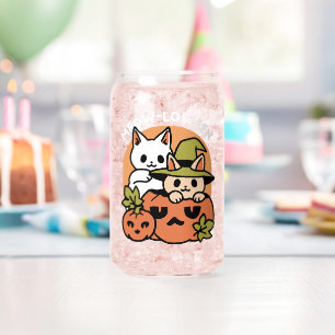 Meow-Loween - Festive Halloween Cat Design Can Glass