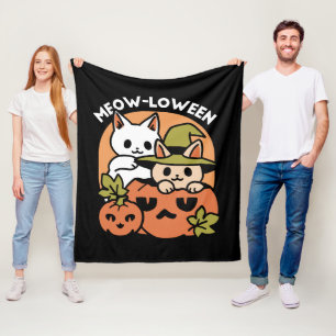 Meow-Loween - Festive Halloween Cat Design Fleece Blanket