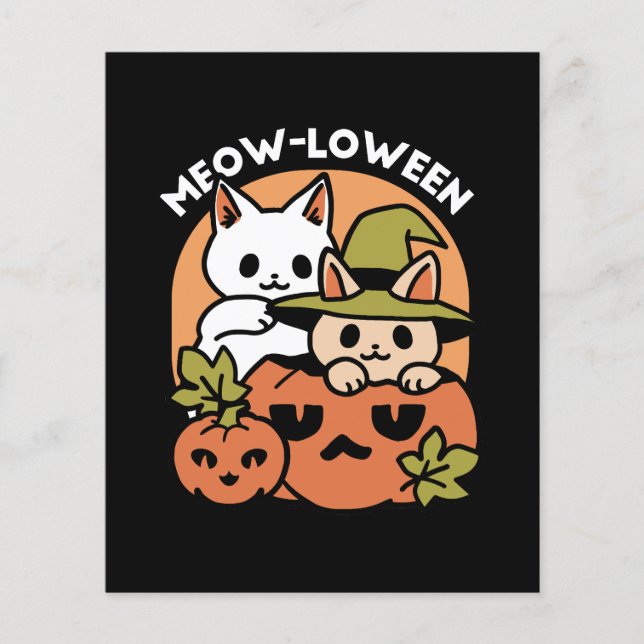 Meow-Loween - Festive Halloween Cat Design Flyer (Front)