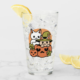 Meow-Loween - Festive Halloween Cat Design Glass