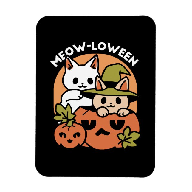Meow-Loween - Festive Halloween Cat Design Magnet (Vertical)