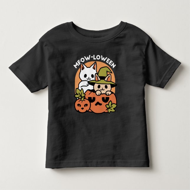 Meow-Loween - Festive Halloween Cat Design Toddler T-Shirt (Front)