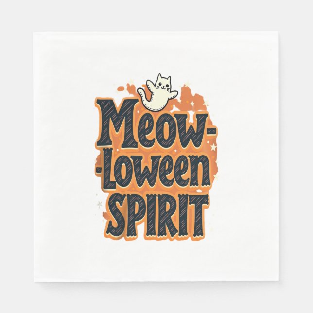 Meow-loween Spirit Cat Napkin (Front)