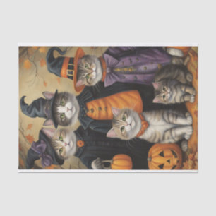 Meow-loween: Trick-or-Treaters Cats Decoupage  Tissue Paper