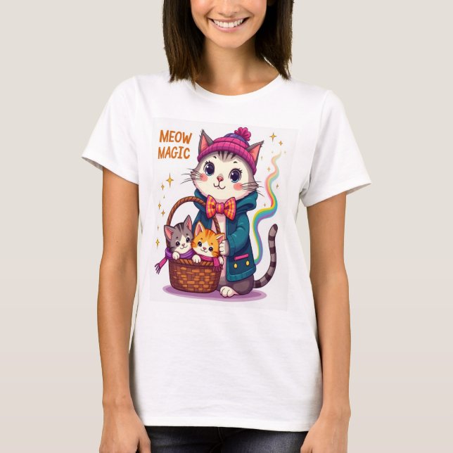 Meow Magic - Cute and Playful Cat-Inspired  T-Shirt (Front)