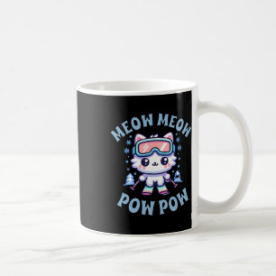 Meow Meow Pow Pow Cute Kawaii Skiing Cat Coffee Mug