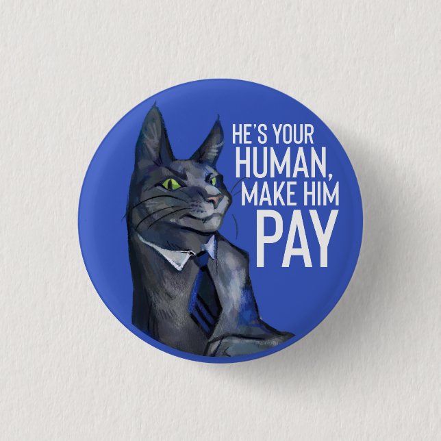 Meow Meow Pufffytail Button (Front)