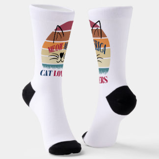 Meow-Merica Cat Lovers Patriotic Socks – Retro USA