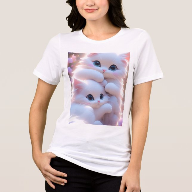 "Meow Mood Activated _ Aesthetic Kitty Design Tee" Tri-Blend Shirt (Front)