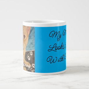 Meow Morning , photo,text, back text, replacable Large Coffee Mug