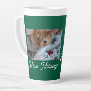 Meow Morning , photo,text, back text, replacable Latte Mug