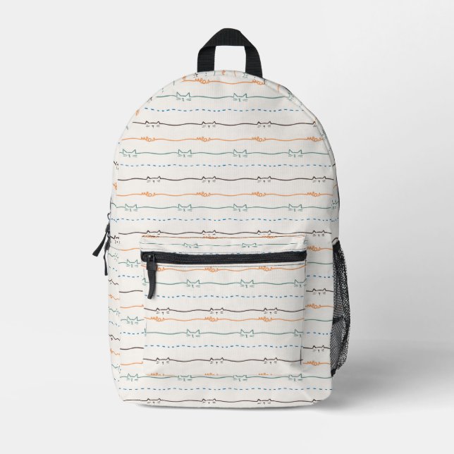 Meow Motion & Colorwaves Printed Backpack (Front)