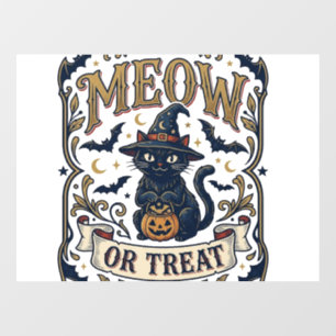 Meow Or Treat Cat Halloween Spooky Cat Vintage Vec