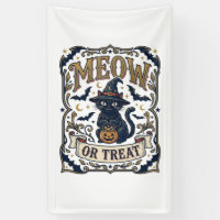 Meow Or Treat Cat Halloween Spooky Cat Vintage Vec