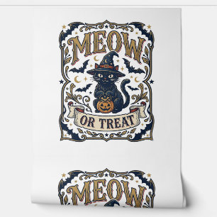 Meow Or Treat Cat Halloween Spooky Cat Vintage Vec Wallpaper