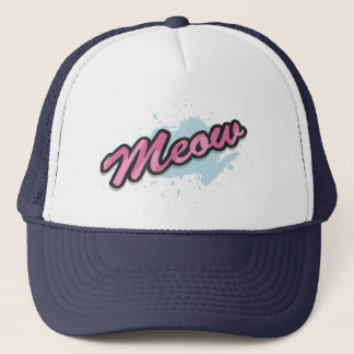 MEOW Paint Splash Cat Lover Typography Graphic Trucker Hat