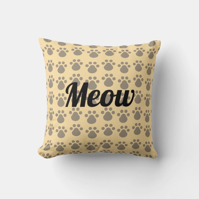 Meow, Paw Prints Cushion (Front)