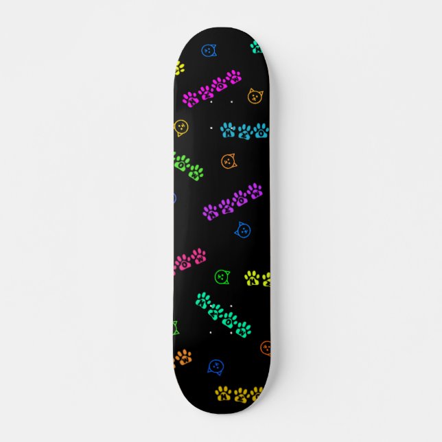 Meow Paw Prints Skateboard (Front)