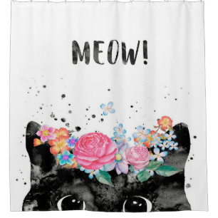 Meow Peeking Cat, Kitten Cat Lover Gift Idea Shower Curtain