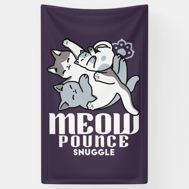 Meow Pounce Snuggle – Cute Sleeping Cats Banner (Vertical)