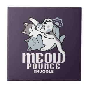 Meow Pounce Snuggle – Cute Sleeping Cats Ceramic Tile