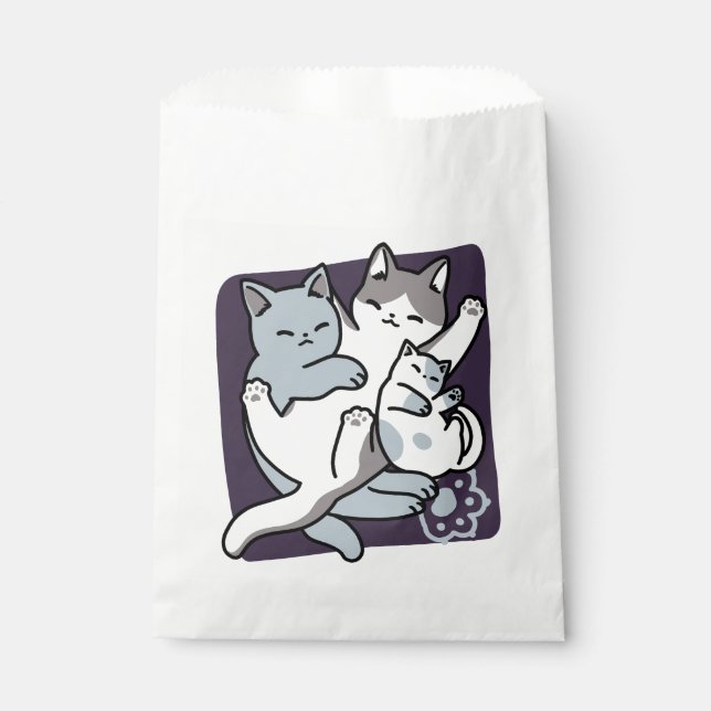 Meow Pounce Snuggle – Cute Sleeping Cats Favour Bag (Front)