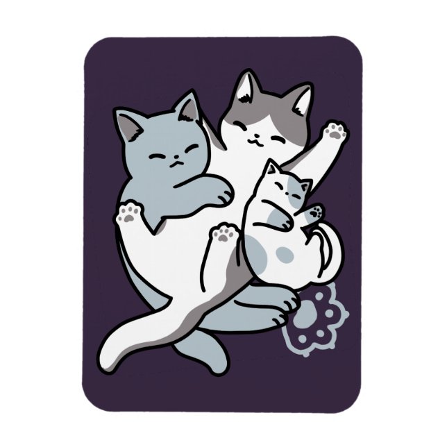 Meow Pounce Snuggle – Cute Sleeping Cats Magnet (Vertical)