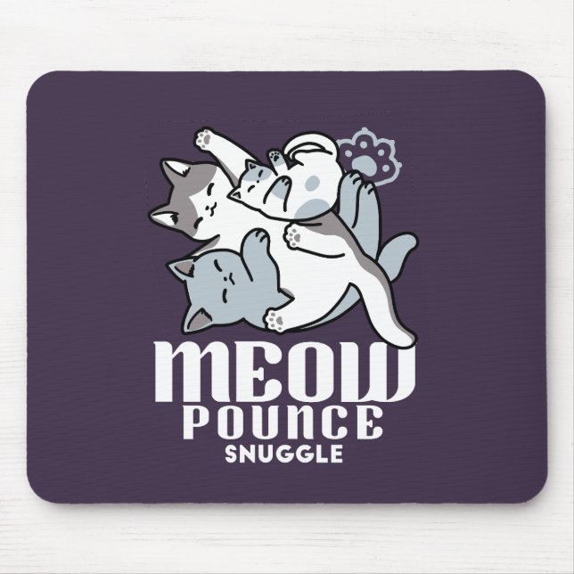 Meow Pounce Snuggle – Cute Sleeping Cats Mouse Pad (Front)
