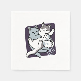 Meow Pounce Snuggle – Cute Sleeping Cats Napkin