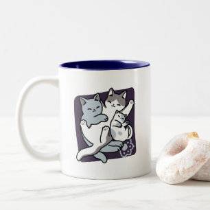 Meow Pounce Snuggle – Cute Sleeping Cats Two-Tone Coffee Mug