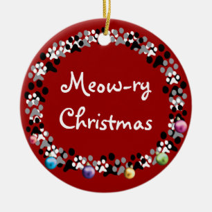 Meow-ry Christmas Ceramic Tree Decoration