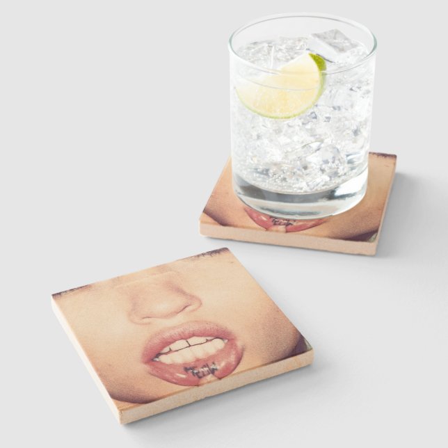 "Meow" Sandstone Stone Coaster (Side)