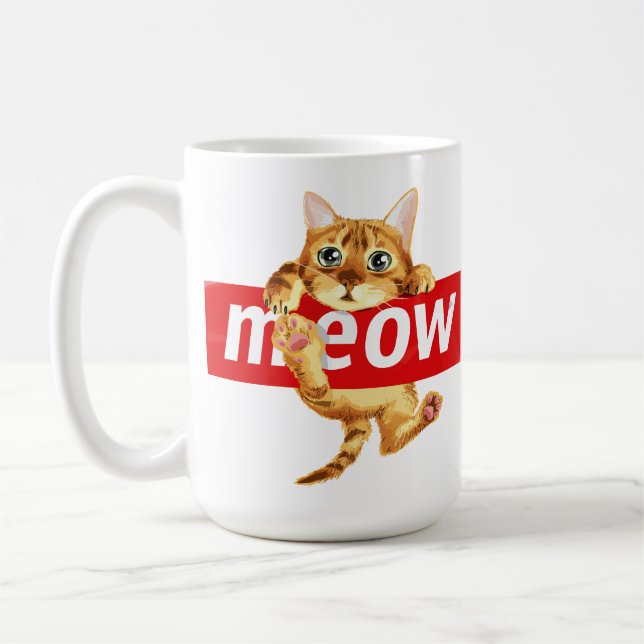Meow Sign Kitty Design Coffee Mug (Left)