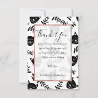 Meow Simple Modern Black White Cats Typography