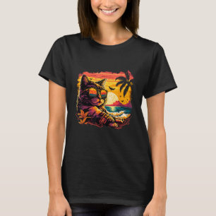 Meow-some Beach Bum Cool Cat in Sunglasses on the T-Shirt