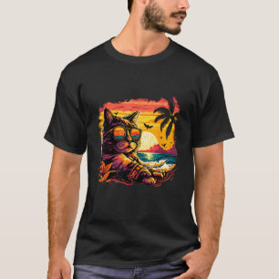 Meow-some Beach Bum Cool Cat in Sunglasses on the T-Shirt